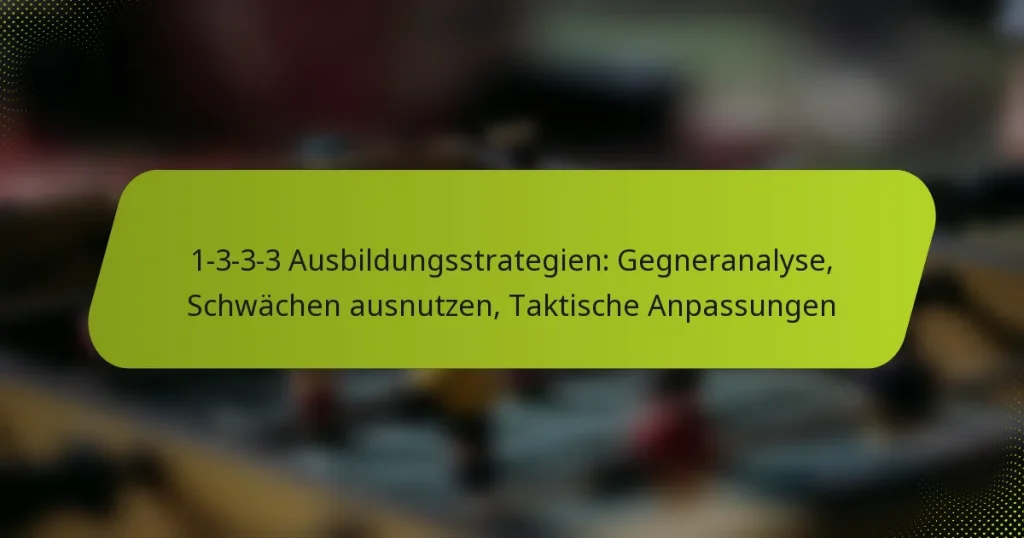 1-3-3-3 Ausbildungsstrategien: Gegneranalyse, Schwächen ausnutzen, Taktische Anpassungen