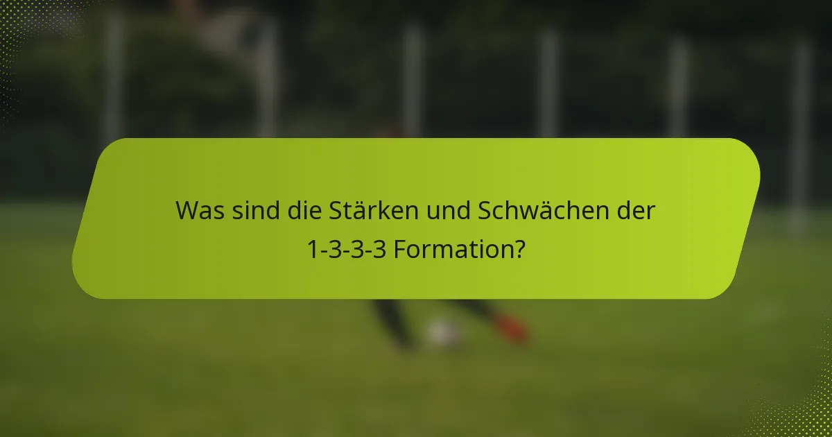 Was sind die Stärken und Schwächen der 1-3-3-3 Formation?