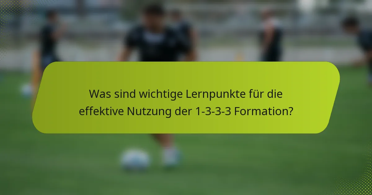 Was sind wichtige Lernpunkte für die effektive Nutzung der 1-3-3-3 Formation?